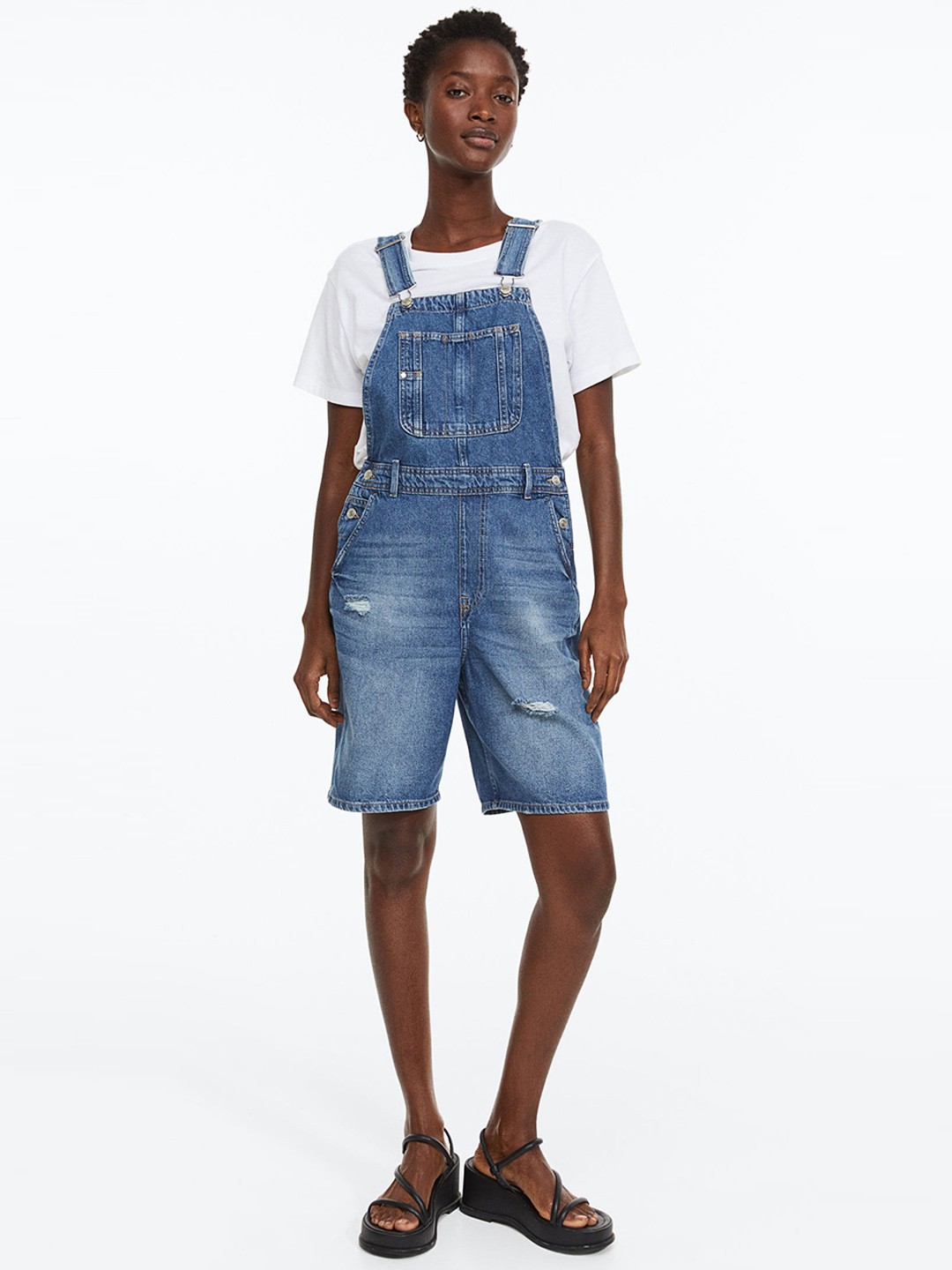 

H&M Women Denim Dungaree Shorts, Blue