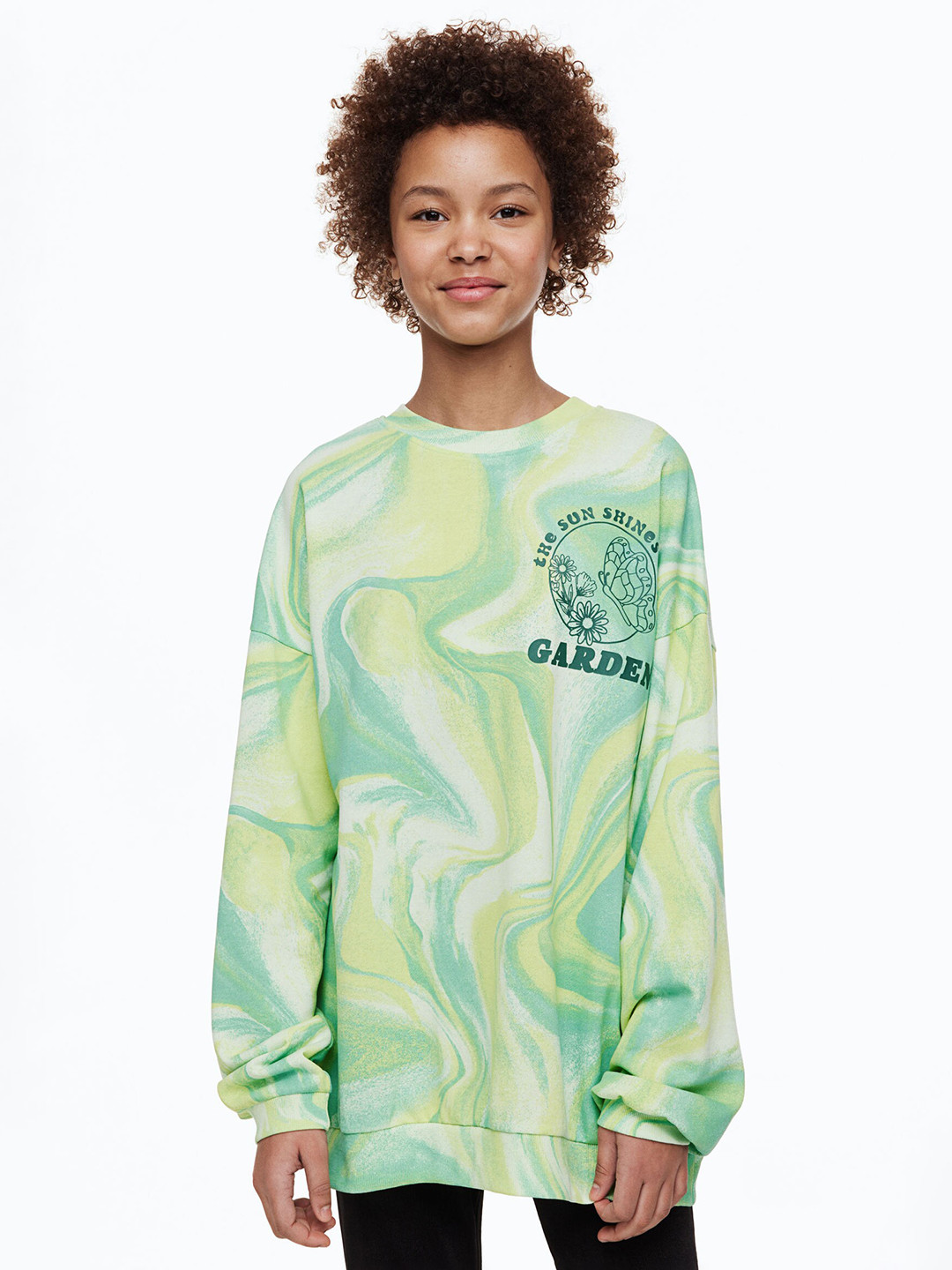 

H&M Girls Oversized Sweatshirt, Green