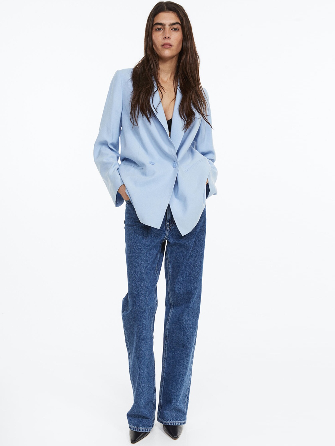 

H&M Double-Breasted Blazer, Blue