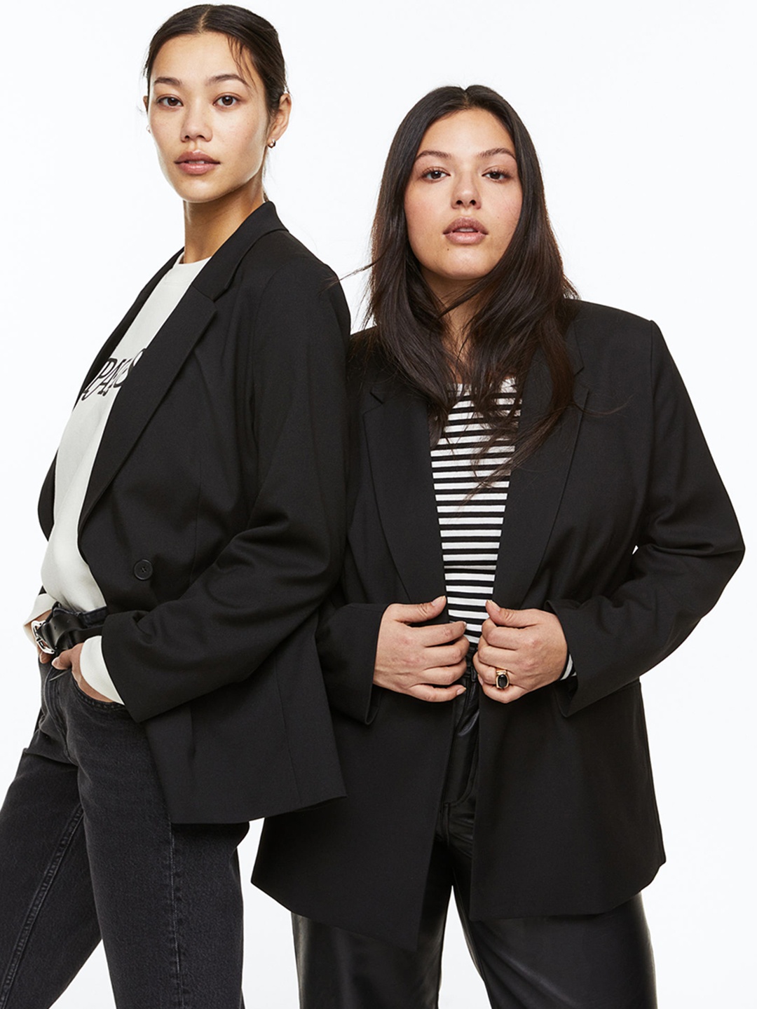 

H&M Double-Breasted Blazer, Black