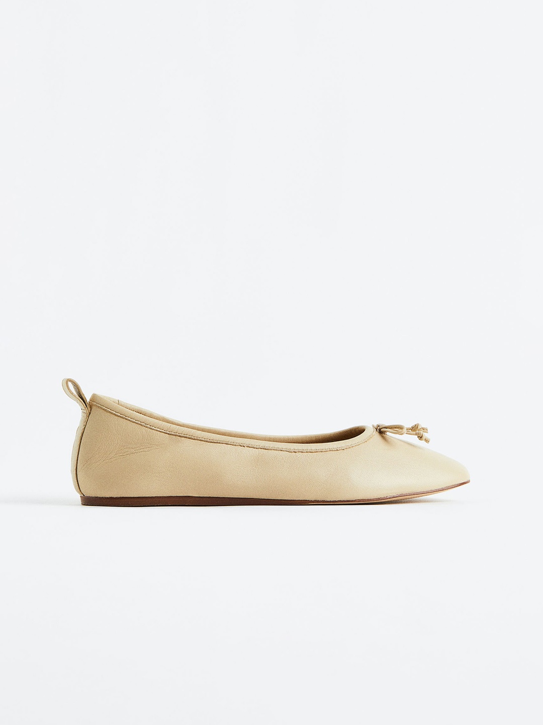 

H&M Women Leather Ballet Pumps, Beige