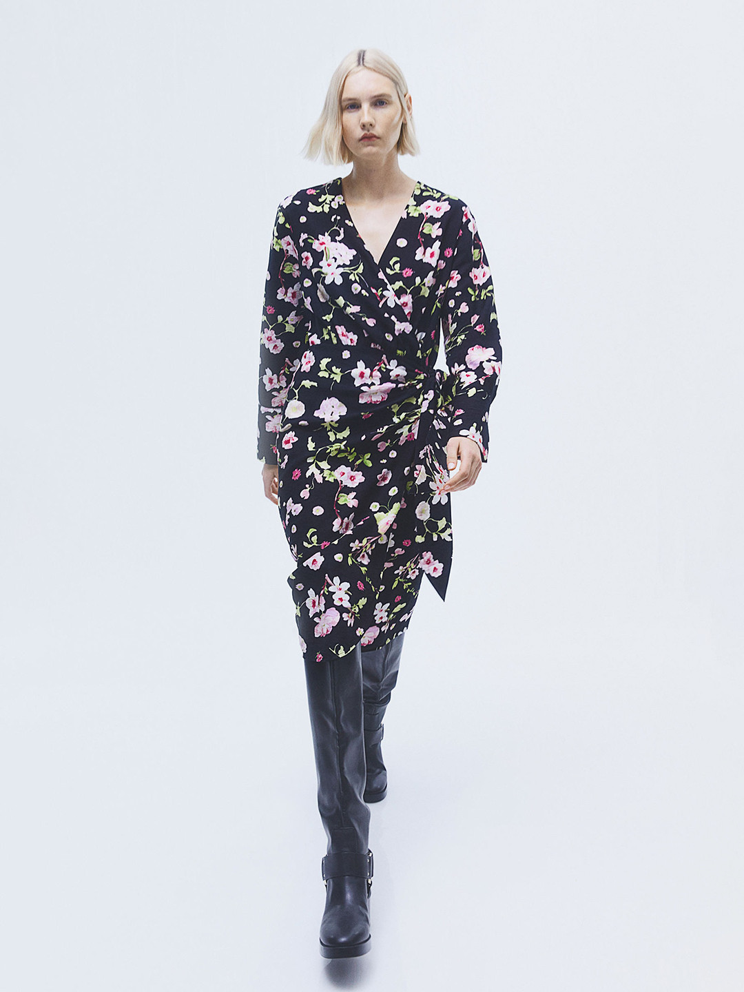 

H&M Women Tie-Detail Wrap Dress, Black