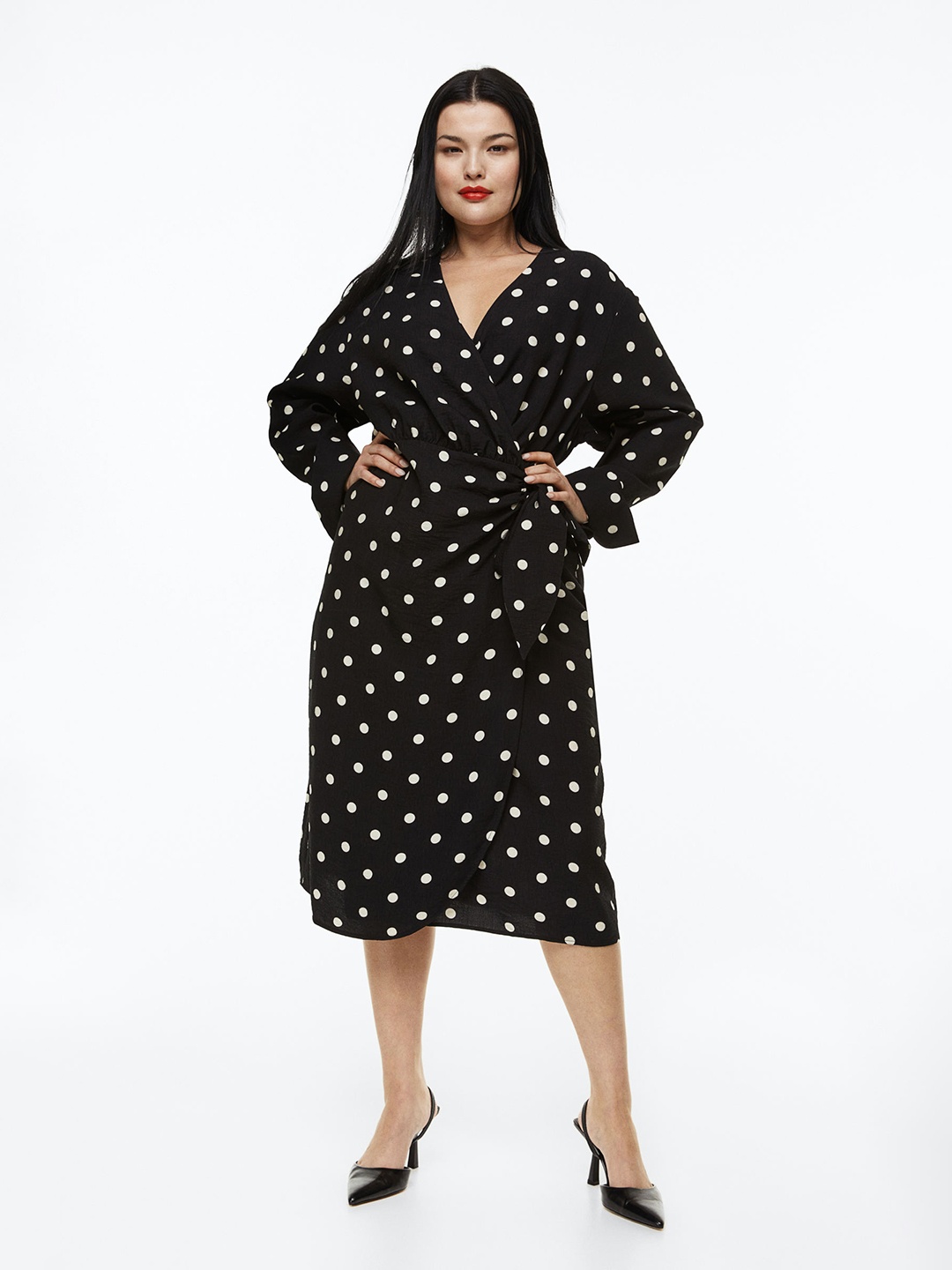 

H&M Women Tie-Detail Wrap Dress, Black