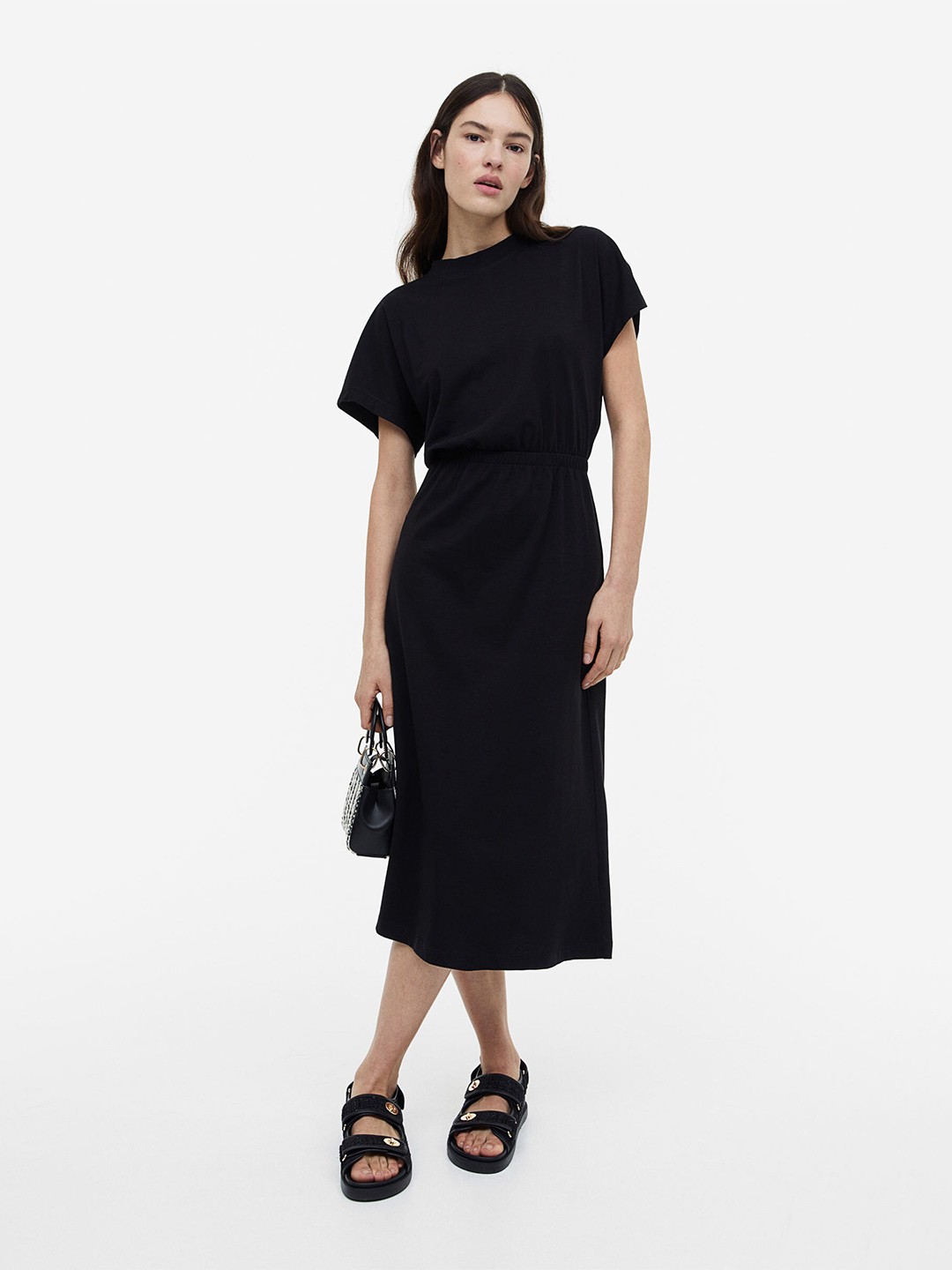 

H&M Women Smocked-Waist Jersey Dress, Black