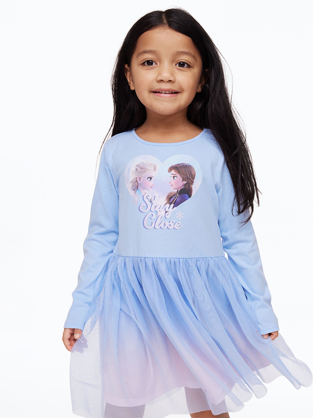 

H&M Girls Tulle-Skirt Jersey Dress, Blue