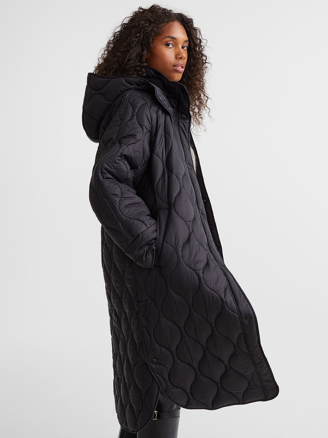 

H&M Women Quilted Coat, Black