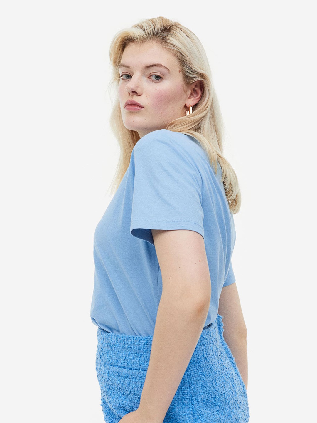 

H&M Women Cotton T-Shirt, Blue