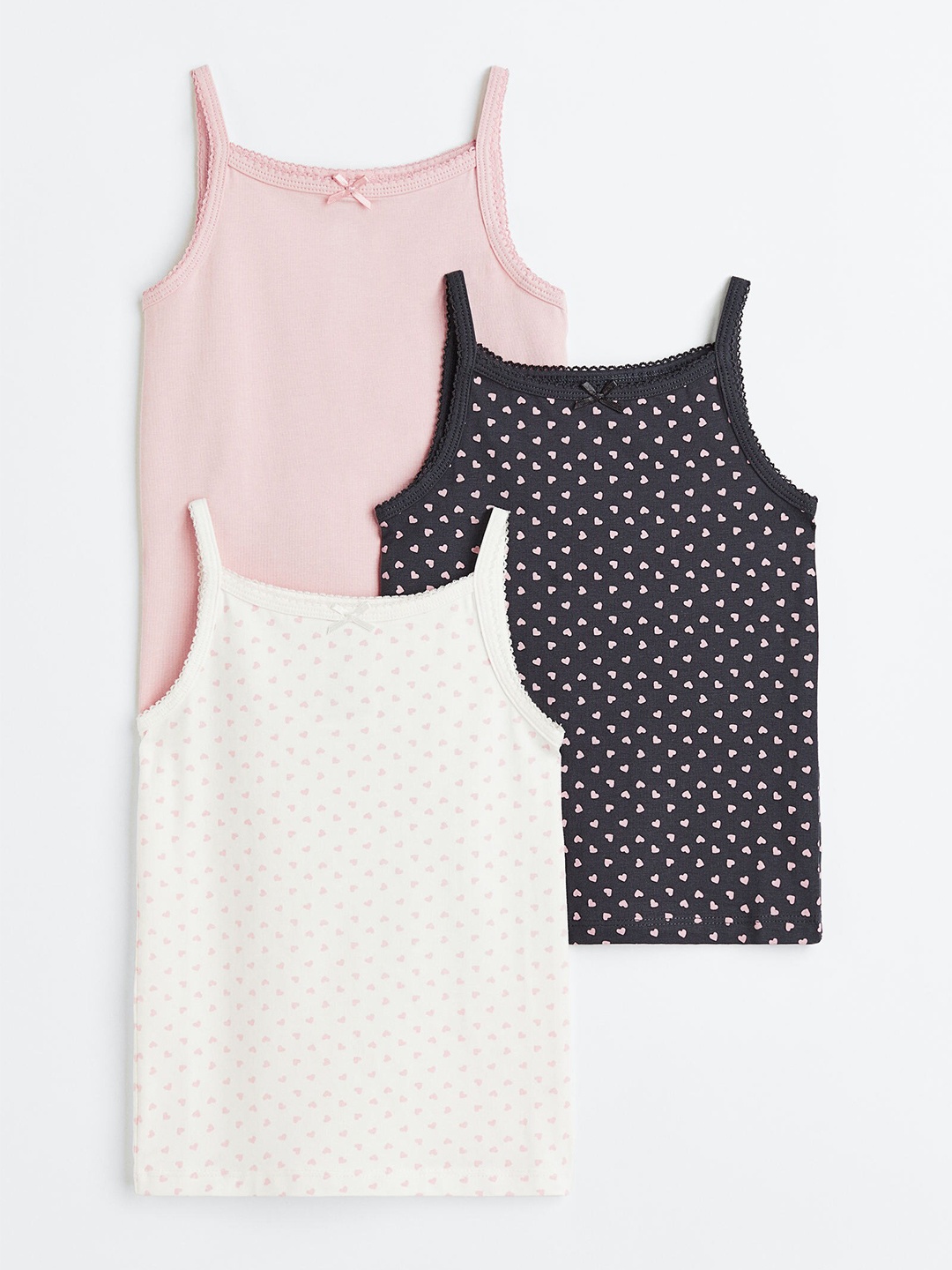 

H&M Girls 3-Pack Jersey Vest Tops, Grey
