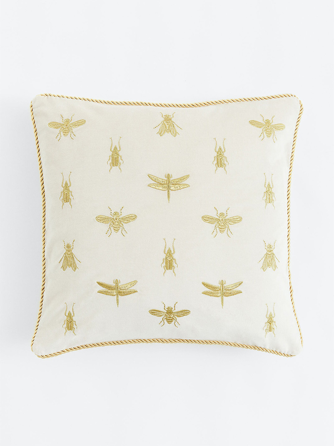 

H&M Embroidered Pure Cotton Cushion Cover, Beige