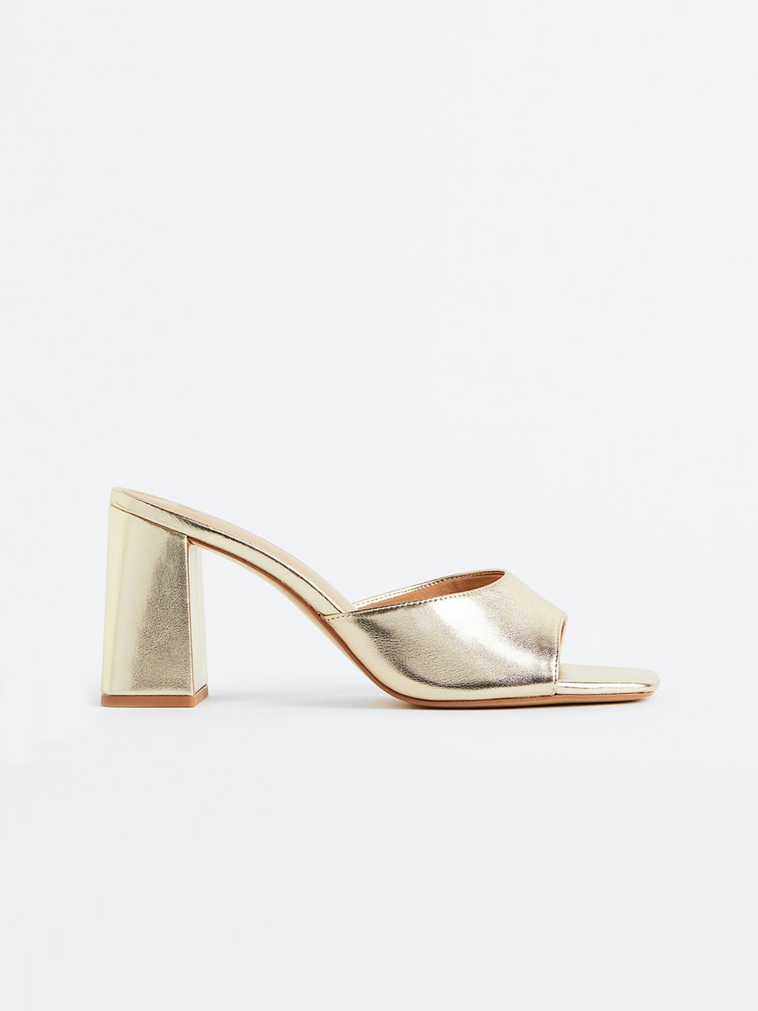 

H&M Women Block Heel Mules, Gold