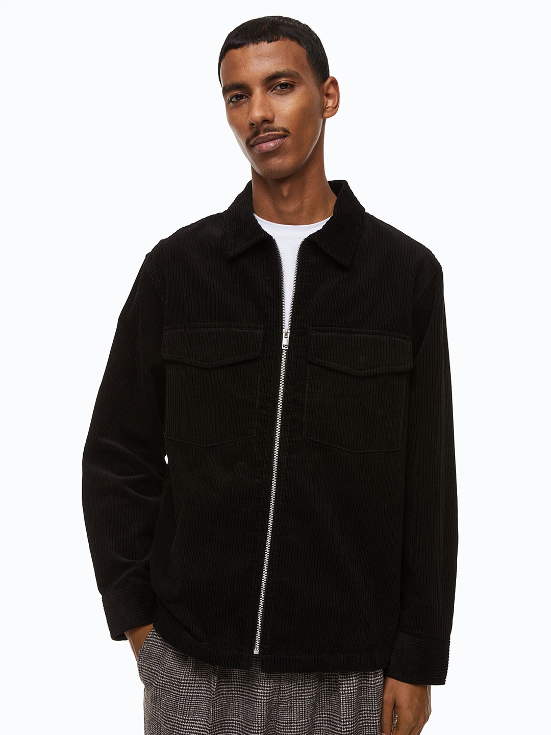 

H&M Men Corduroy Overshirt, Black