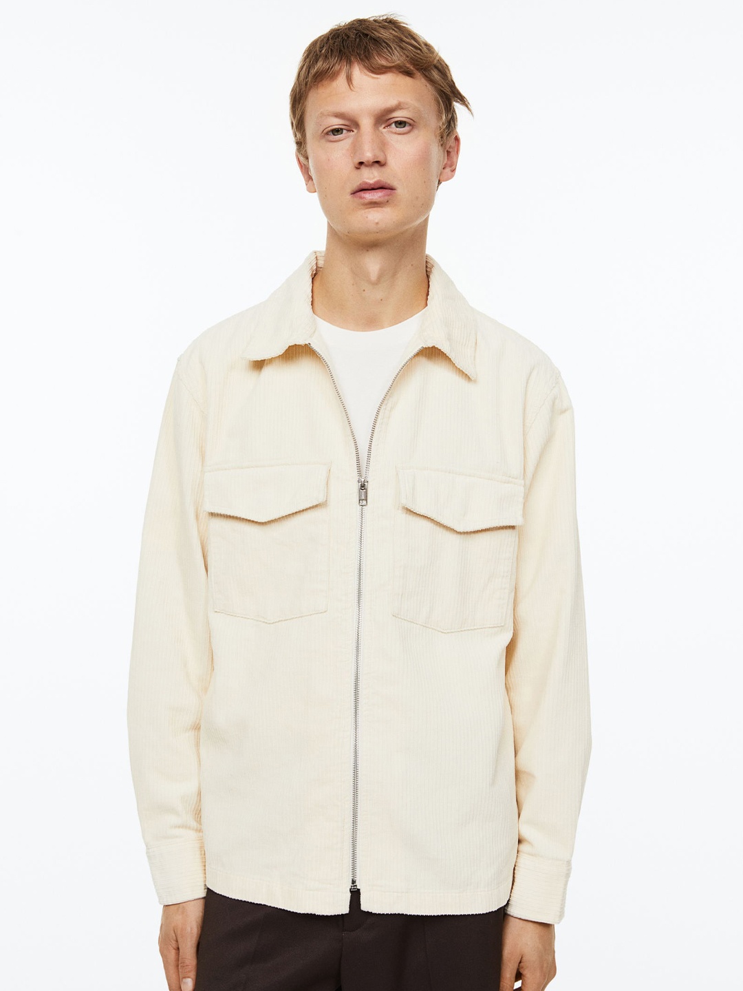 

H&M Men Corduroy Overshirt, White