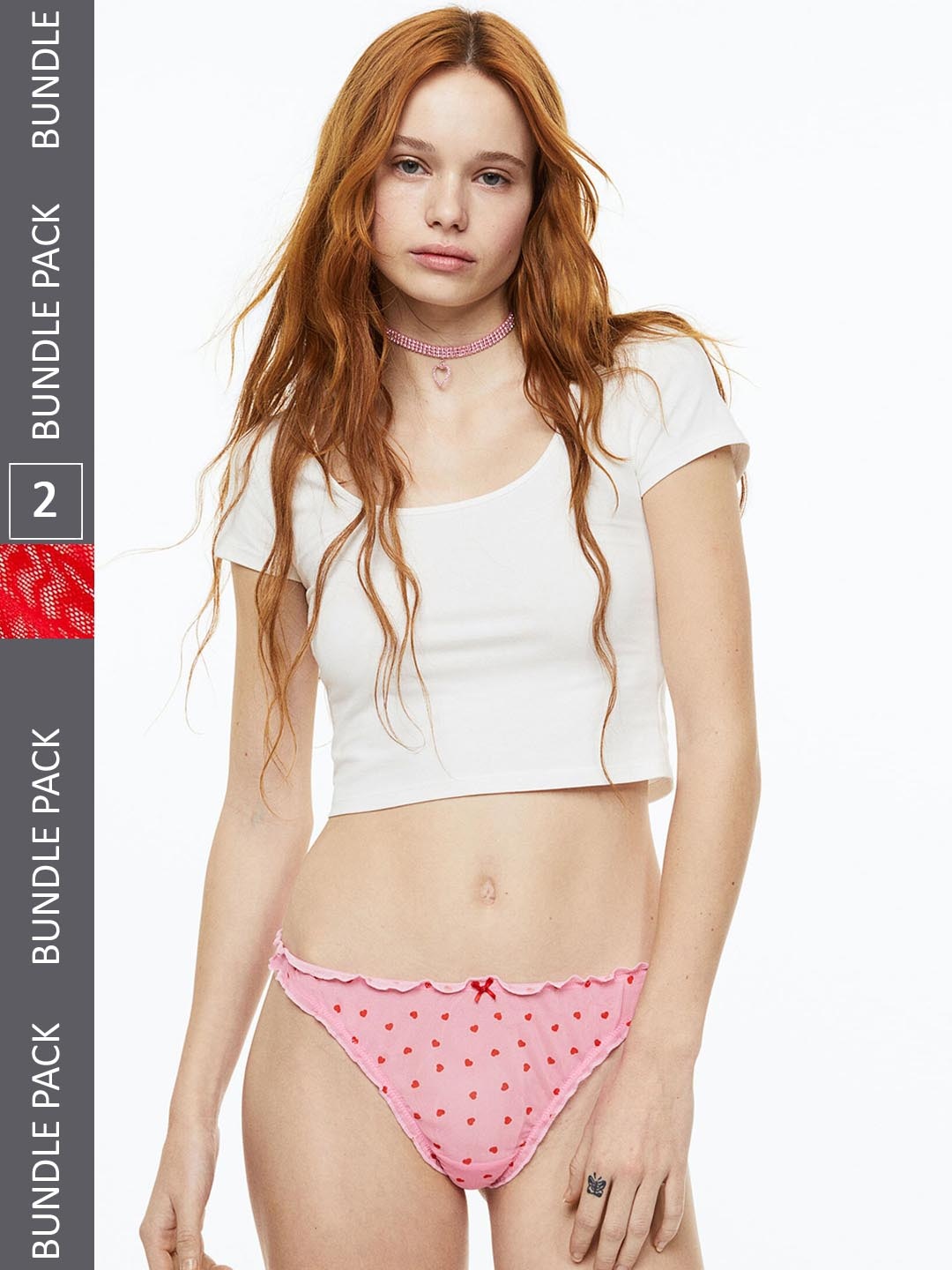 

H&M Women 2-Pack Thong Briefs 1137736002, Red