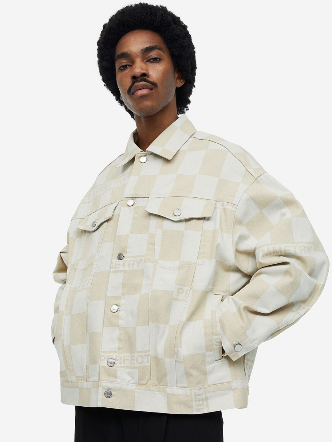 

H&M Boxy Twill Jacket, Beige