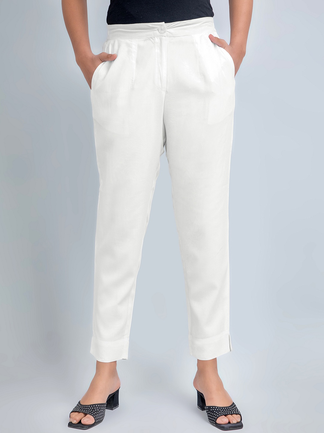

fabGLOBAL Women Easy Wash Trousers, White