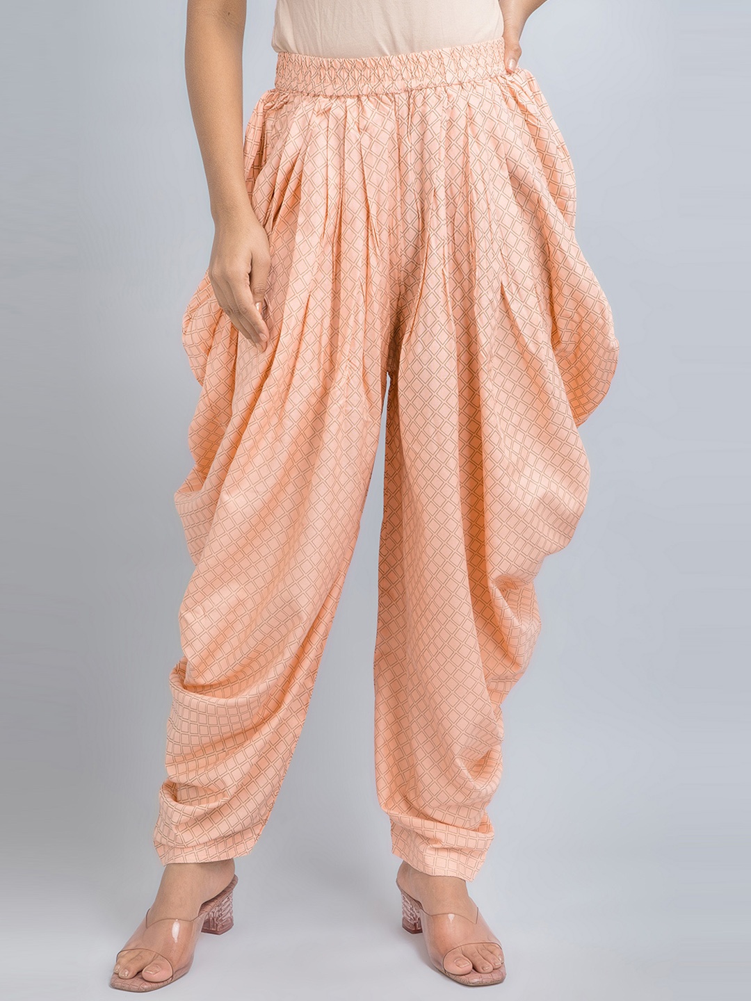 

fabGLOBAL Women Geometric Printed Patiala, Peach