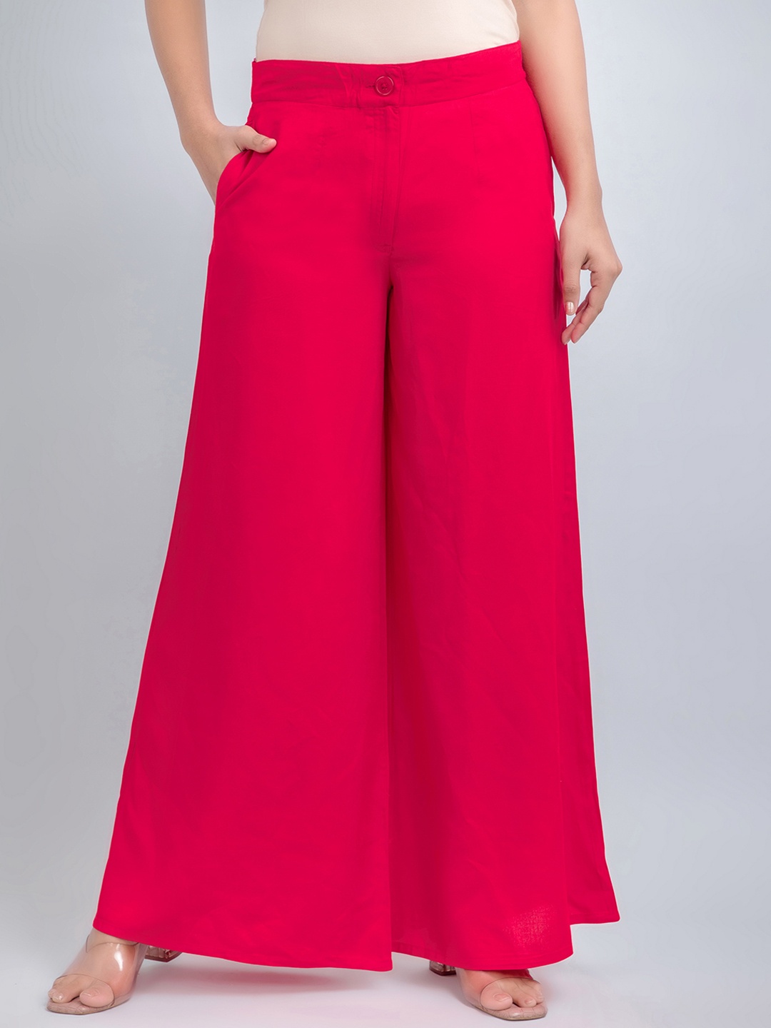 

fabGLOBAL Women Red Flared Palazzos