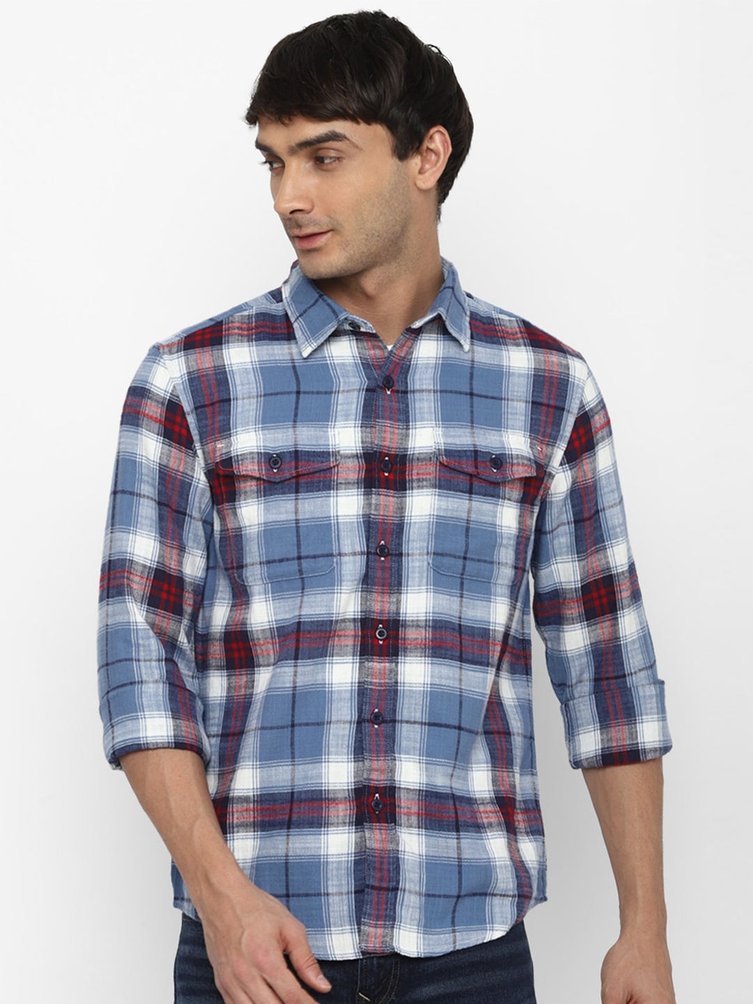 

AMERICAN EAGLE OUTFITTERS Tartan Checked Casual Pure Cotton Shirt, Blue