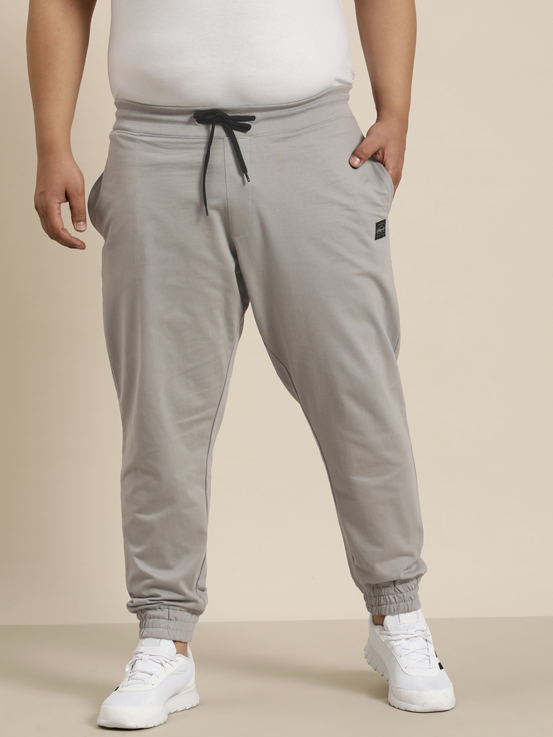 

Sztori Men Plus Size Pure Cotton Joggers, Grey