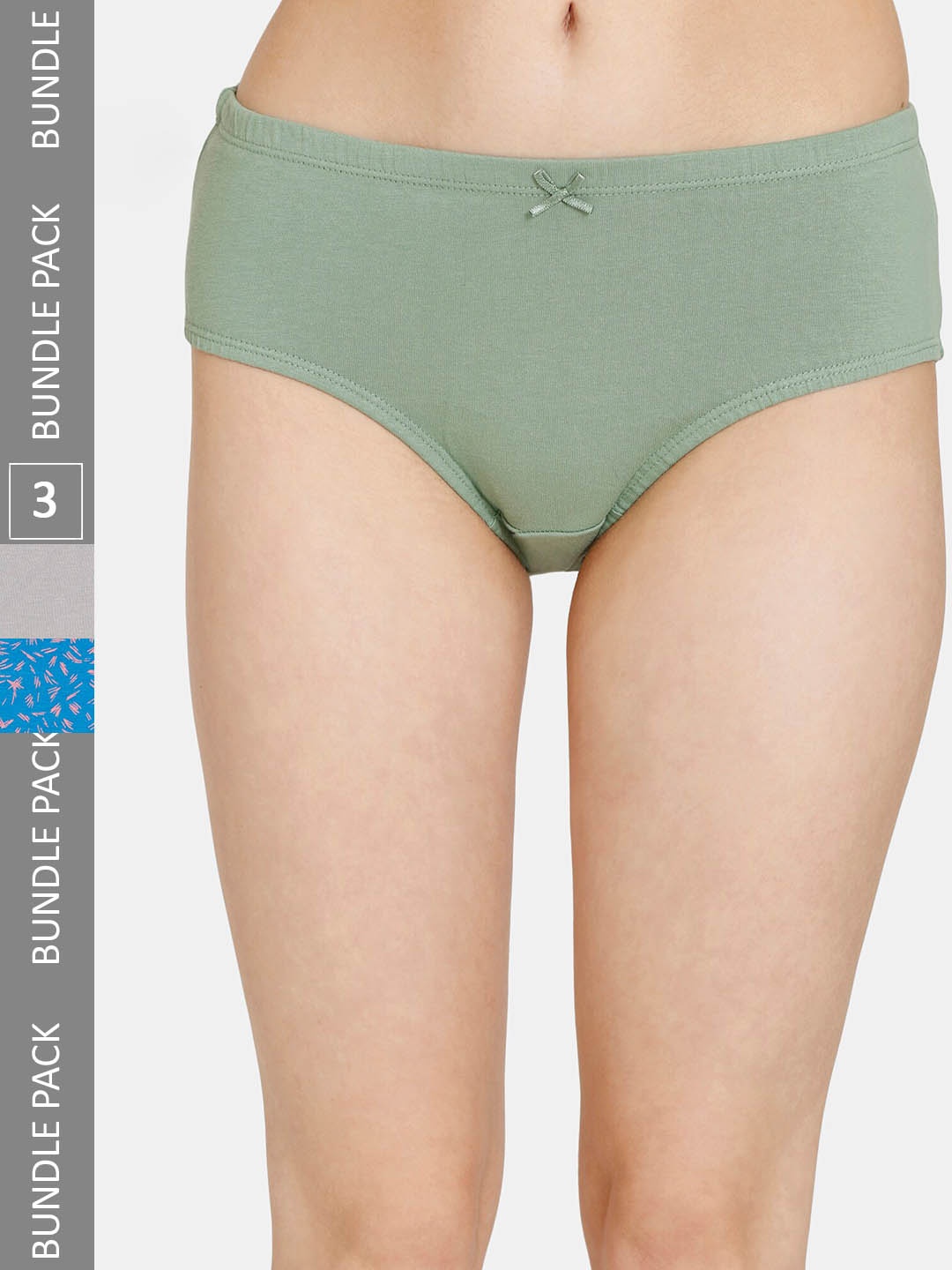 

Rosaline by Zivame Women Pack Of 3 Pure Cotton Hipster Briefs, Grey