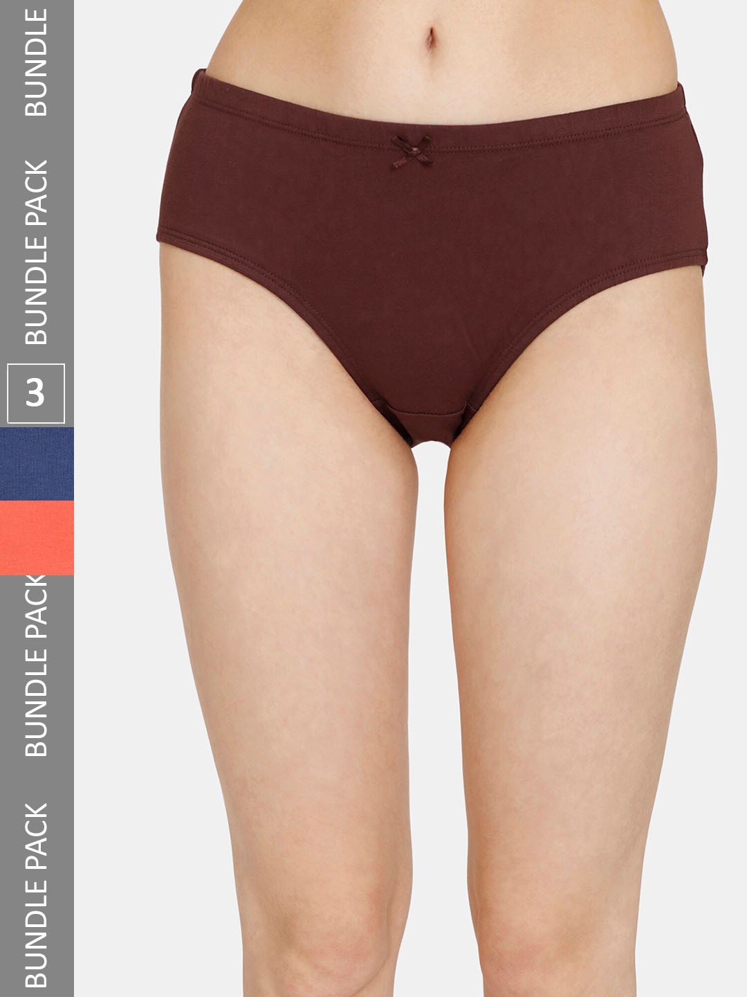 

Rosaline by Zivame Women Pack Of 3 Pure Cotton Hipster Briefs, Brown