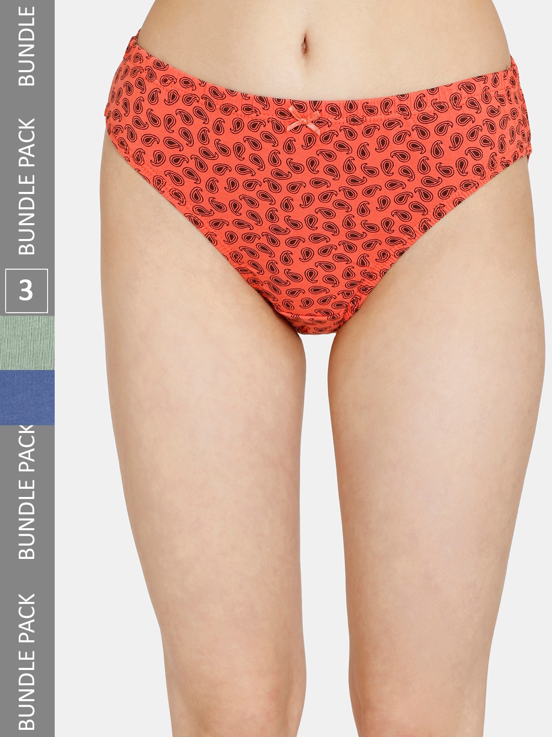 

Rosaline by Zivame Women Pack Of 3 Pure Cotton Hipster Briefs, Orange