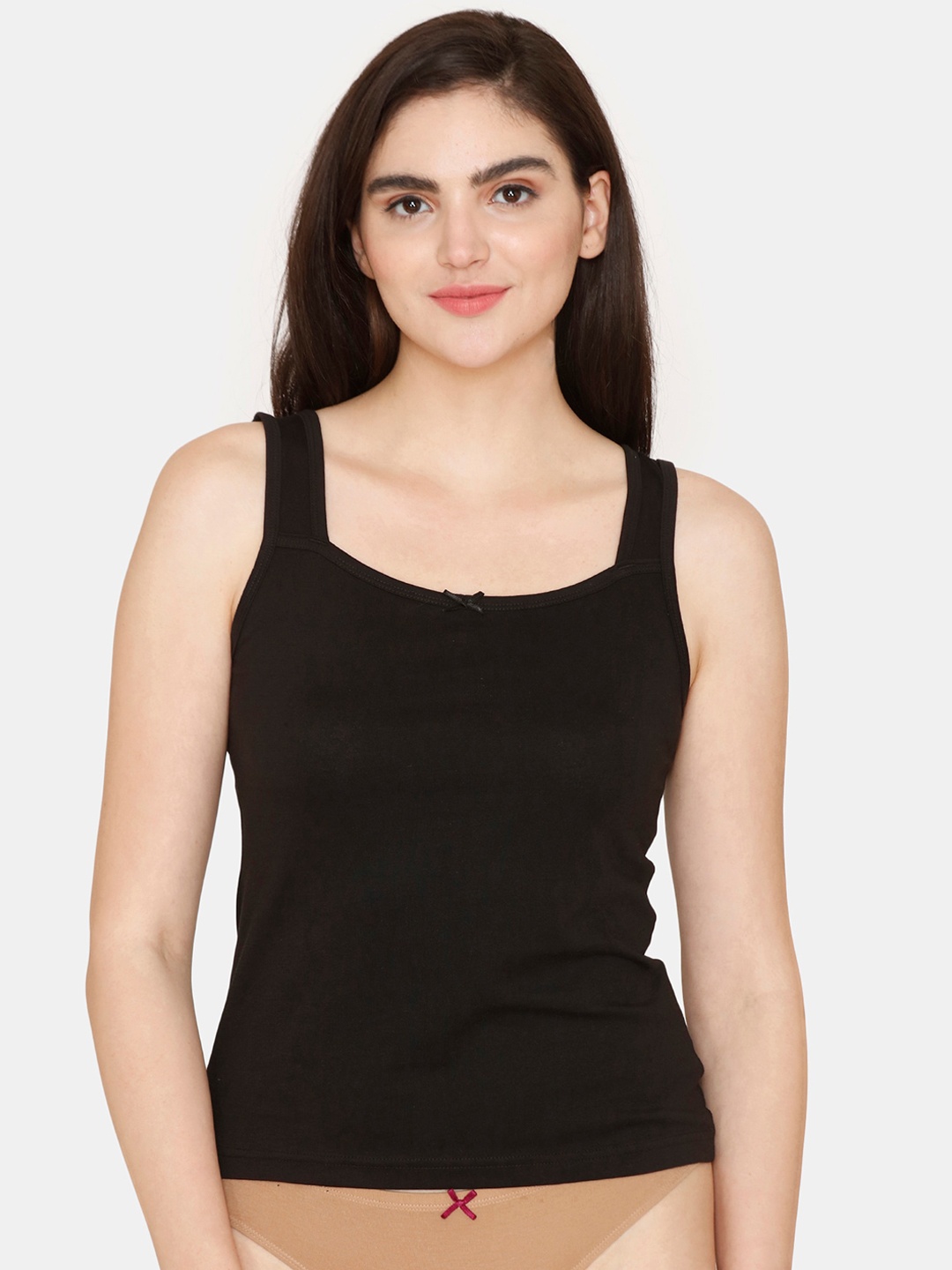 

Rosaline by Zivame Shoulder Straps Pure Cotton Camisole, Black