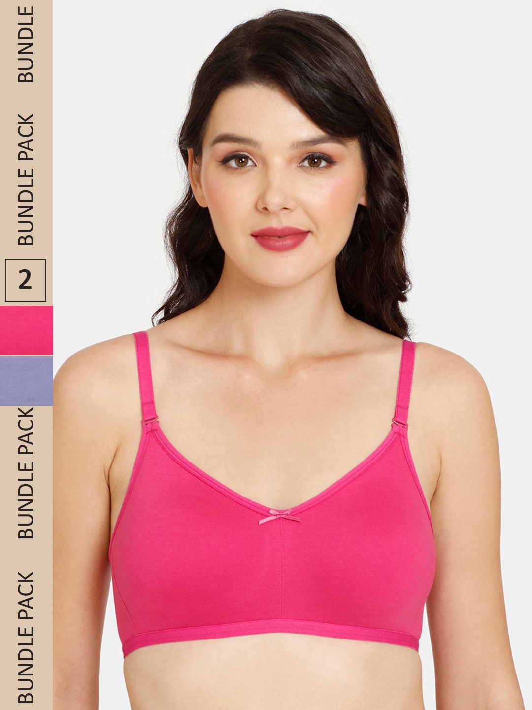 

Rosaline by Zivame Pack Of 2 Non Padded Non Wired Super Support T-Shirt Bra, Pink