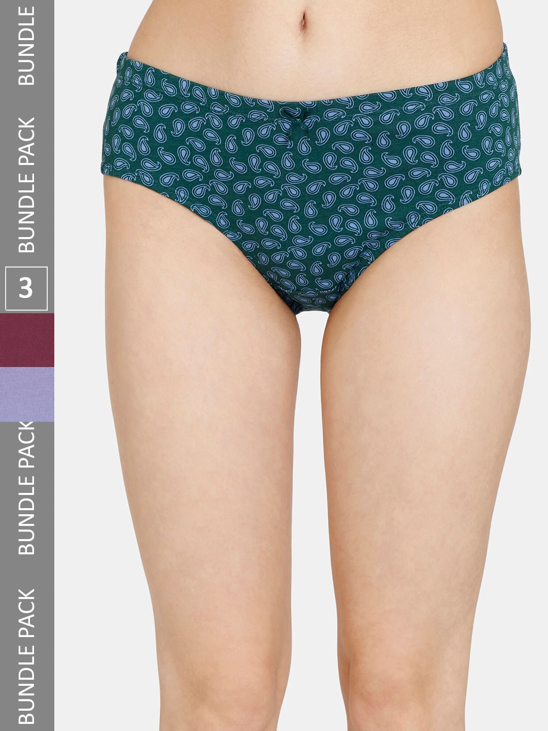 

Rosaline by Zivame Pack Of 3 Assorted Pure Cotton Hipster Briefs