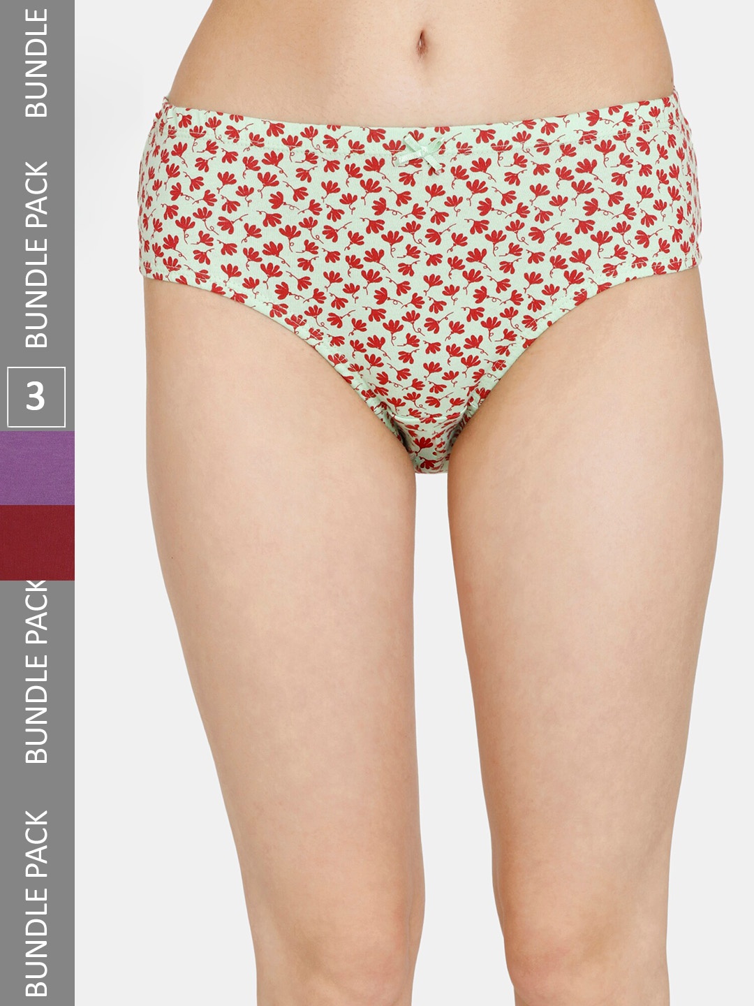 

Rosaline by Zivame Pack Of 3 Printed Pure Cotton Hipster Briefs, Purple