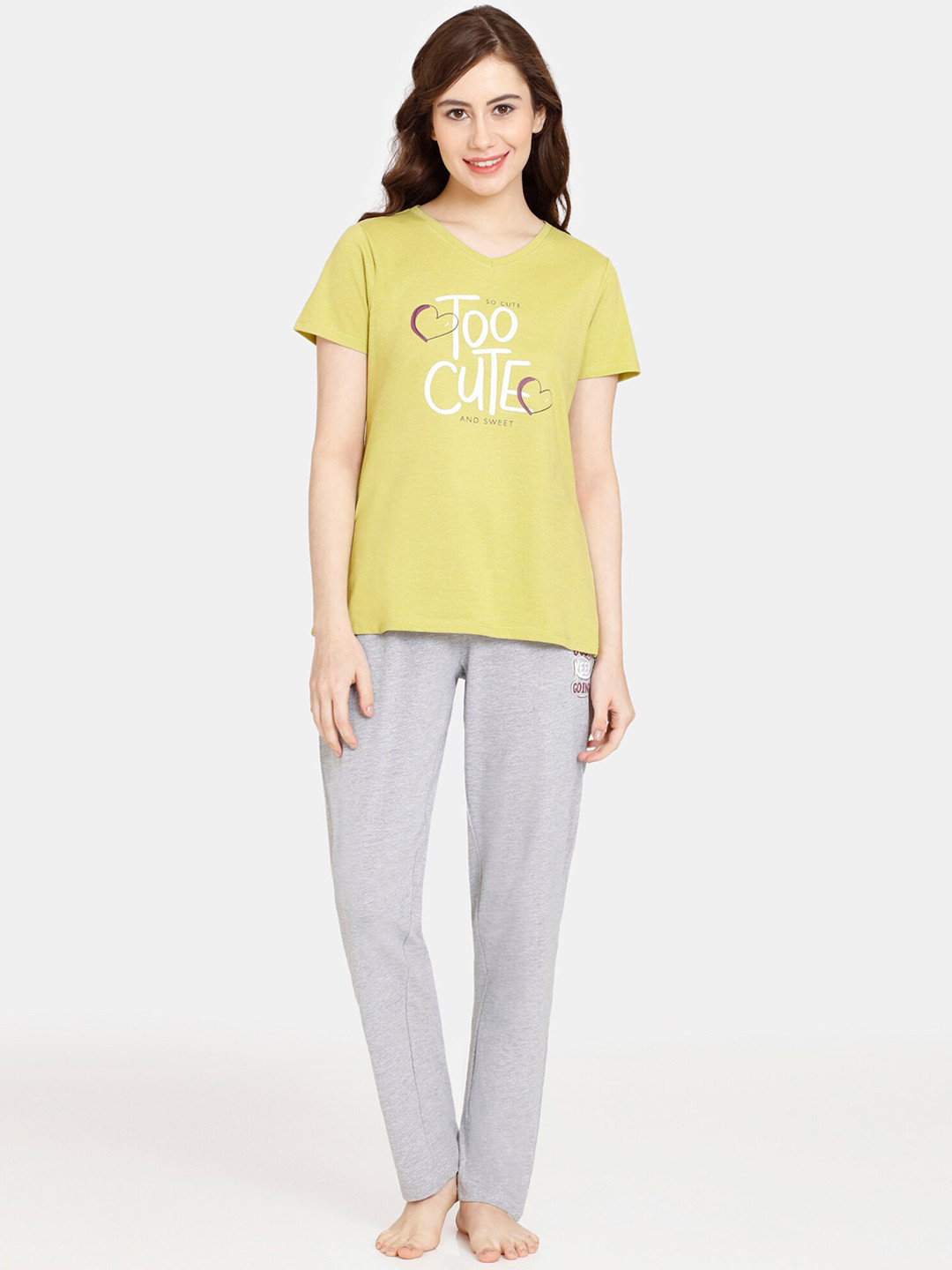 

Rosaline by Zivame Typography Printed Night Suit, Green
