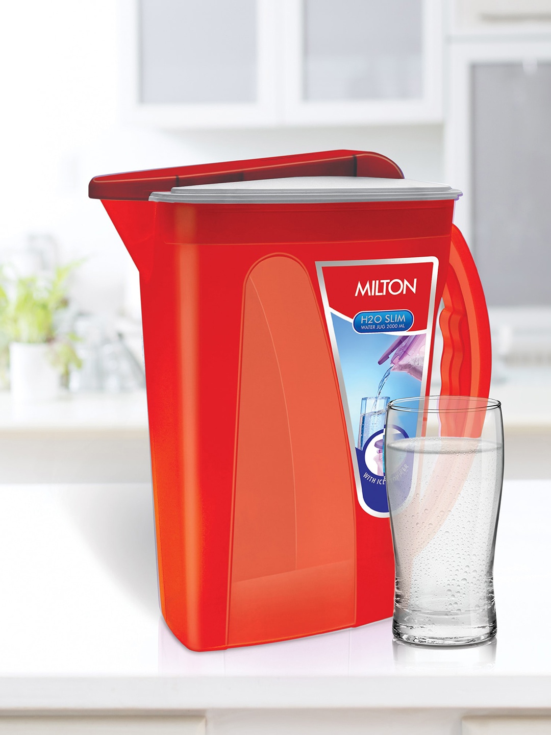 

Milton H2O Slim 2 Pcs Purple & Red Plastic Water Jug 2 L Each