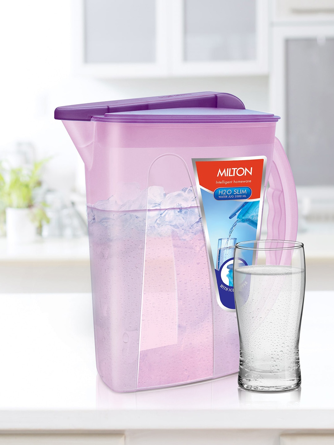 

Milton H2O Slim 2 Pcs Purple Plastic Water Jugs 2 L Each