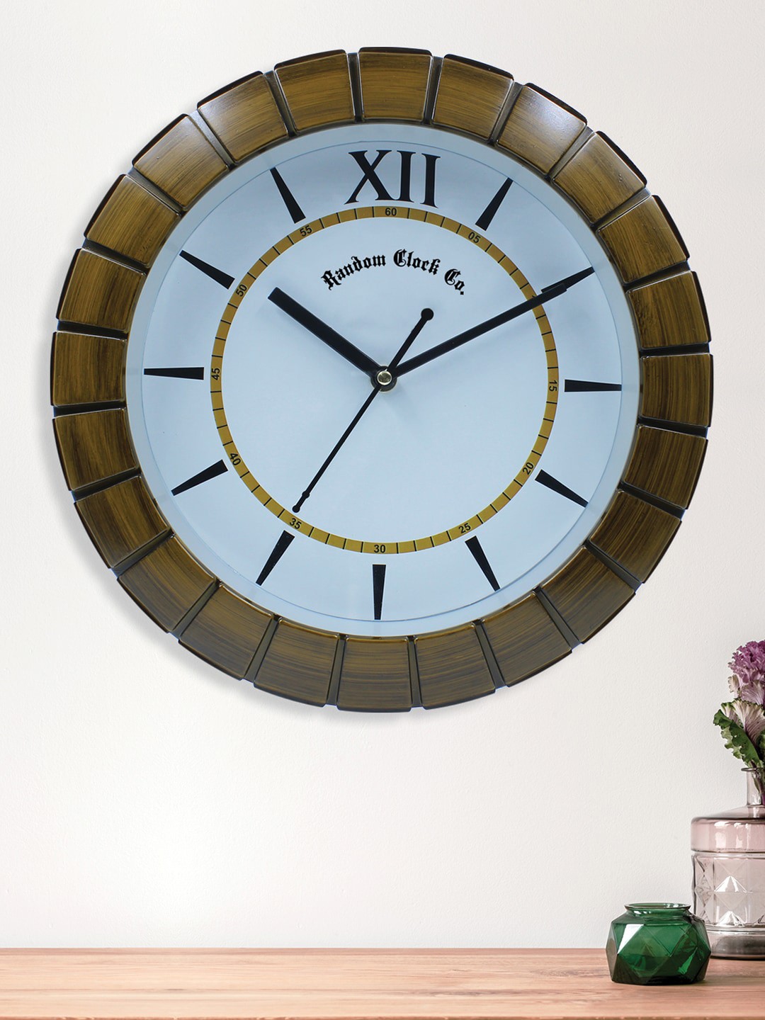 

RANDOM Olive Green & Blue Contemporary Wall Clock