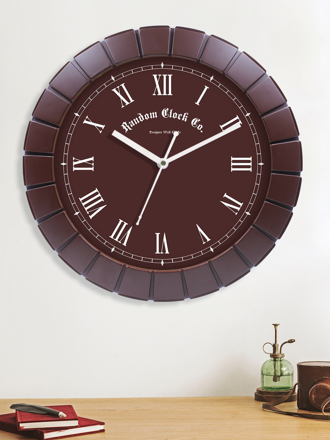 

RANDOM Brown & White Contemporary Wall Clock