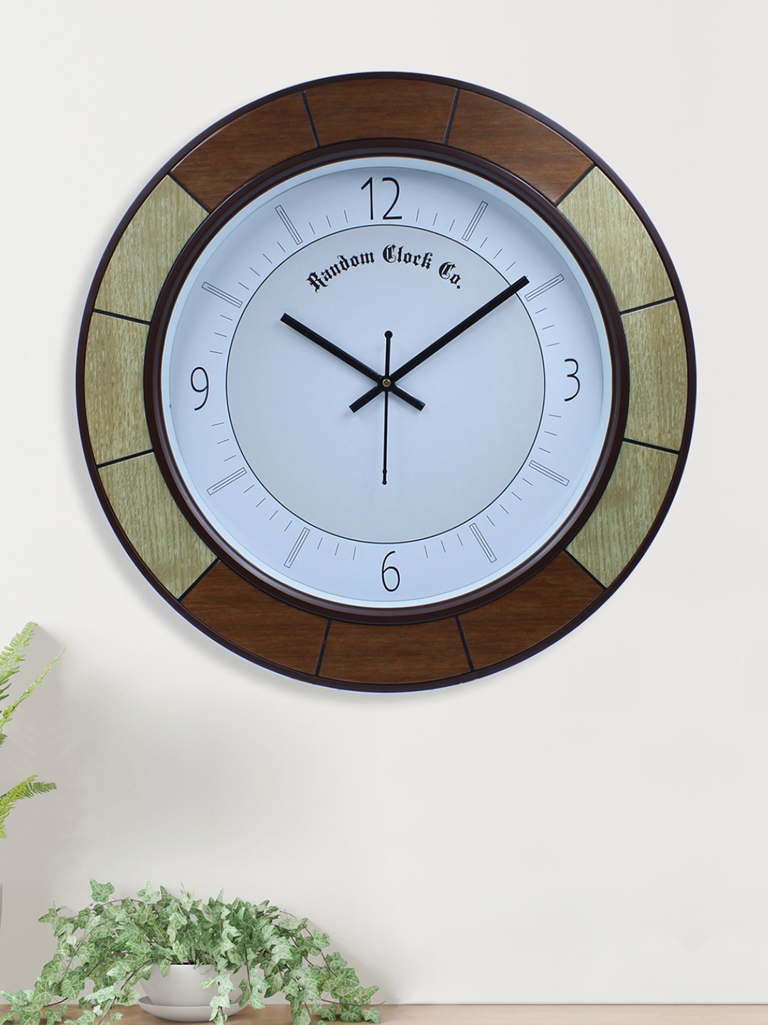 

RANDOM Brown & White Contemporary Wall Clock