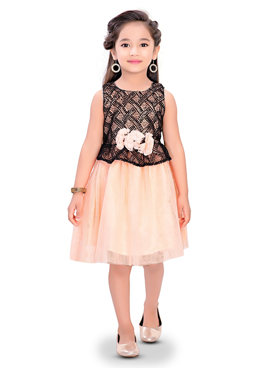 

Doodle Girls Floral Embroidered Dress, Peach