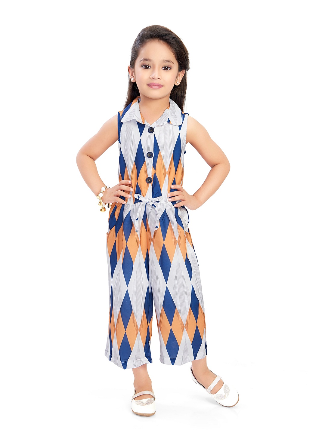 

Doodle Girls Printed Basic Jumpsuit, Mustard