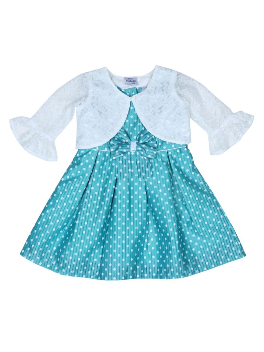 

Doodle Girls Polka Dot Satin Dress With Shrug, Green