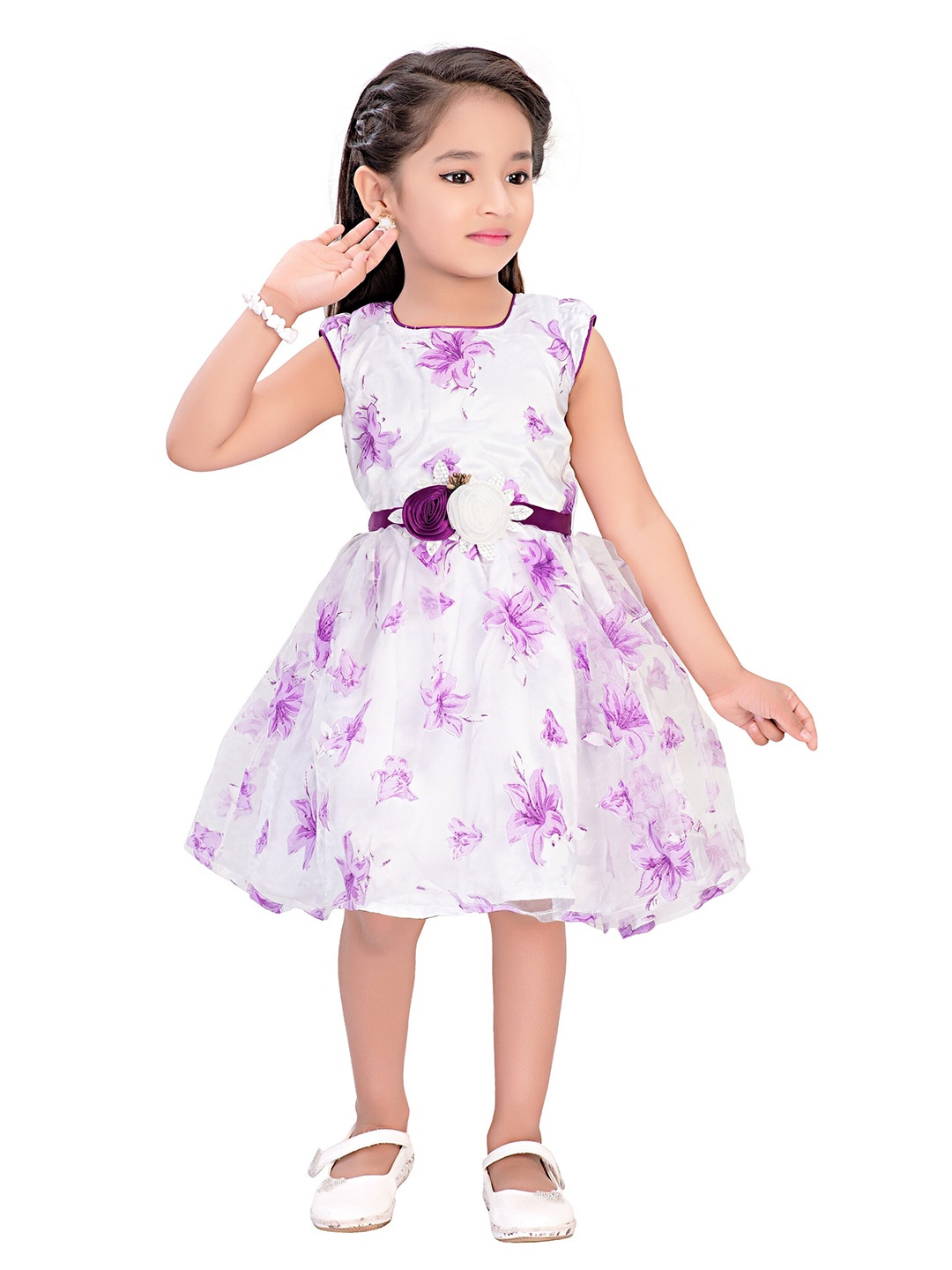 

Doodle Girls Floral Net Dress, Purple