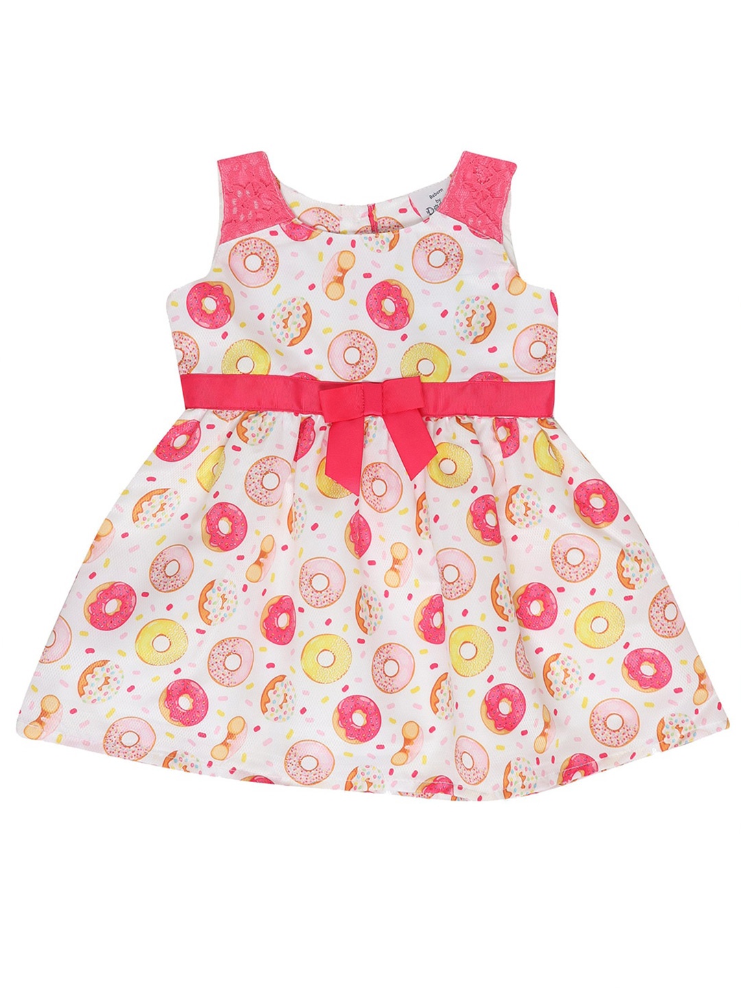 

Doodle Girls Round Neck Printed A-Line Dress, Off white