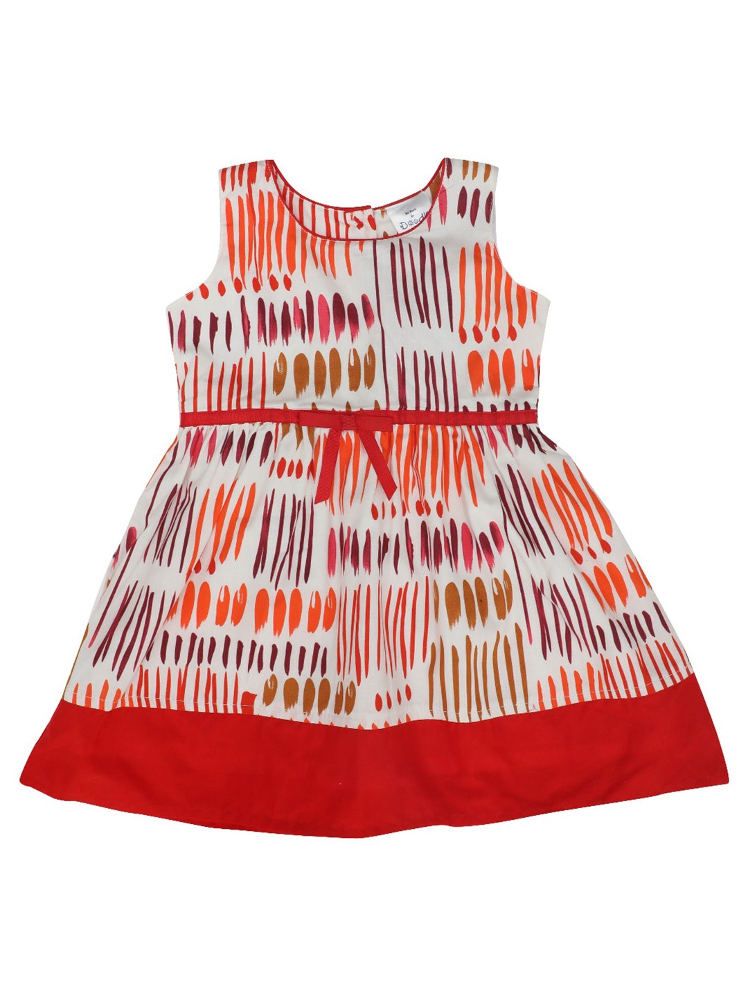 

Doodle Girls Round Neck Printed Cotton A-Line Dress, Red