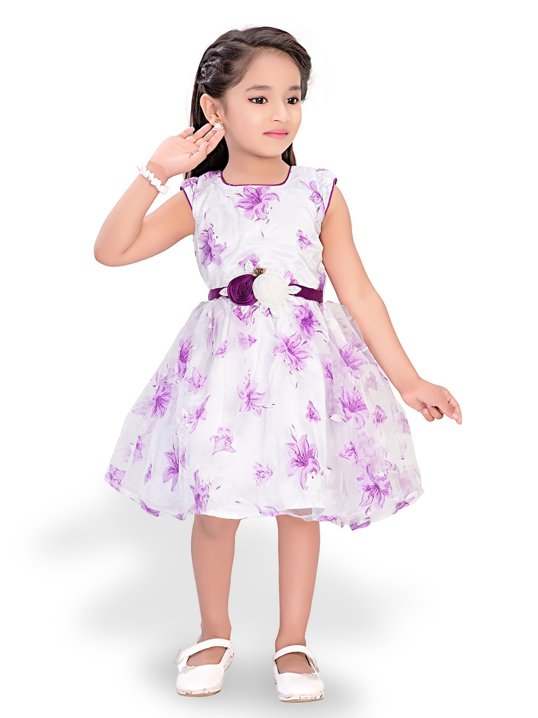 

Doodle Girls Floral Net Dress, Purple