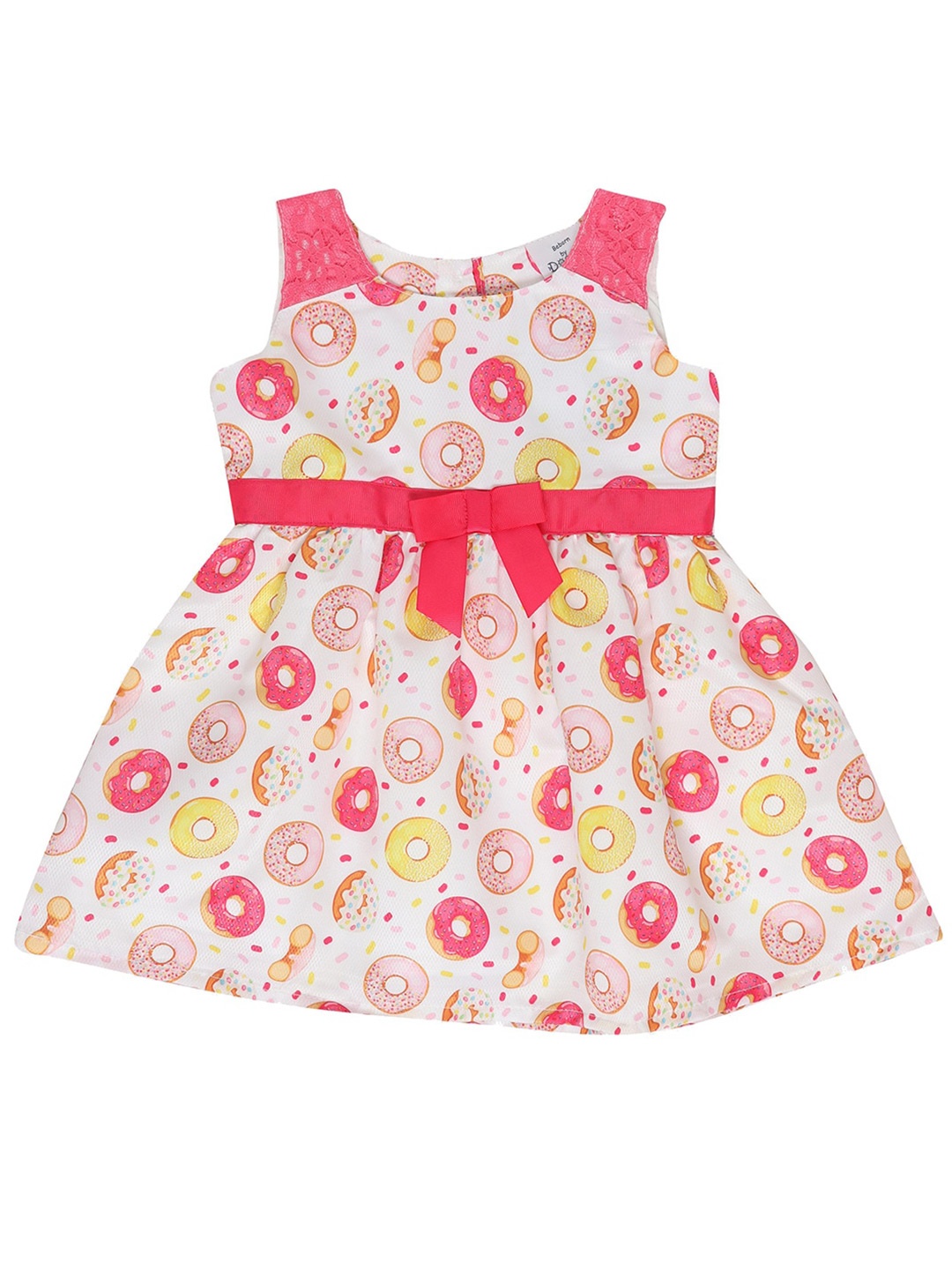 

Doodle Girls Printed Satin Belted Dress, Off white
