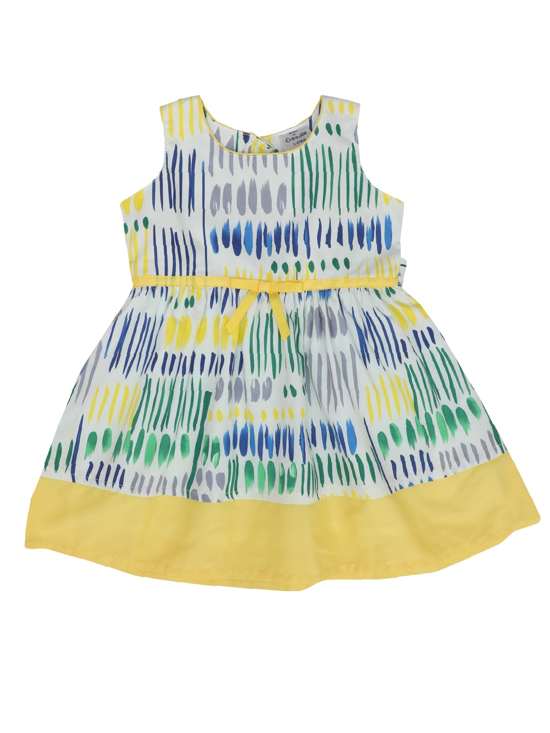 

Doodle Infants Girls Cotton Geometric Printed Dress, Yellow