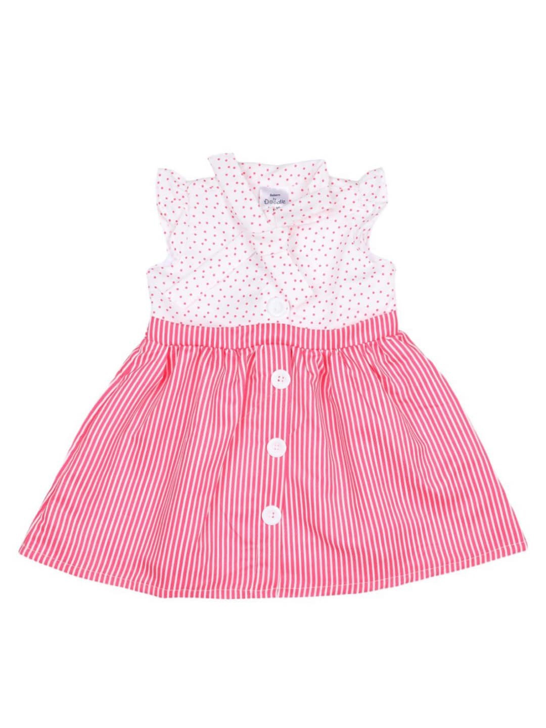 

Doodle Girls Polka Dots Printed Satin Dress, Pink