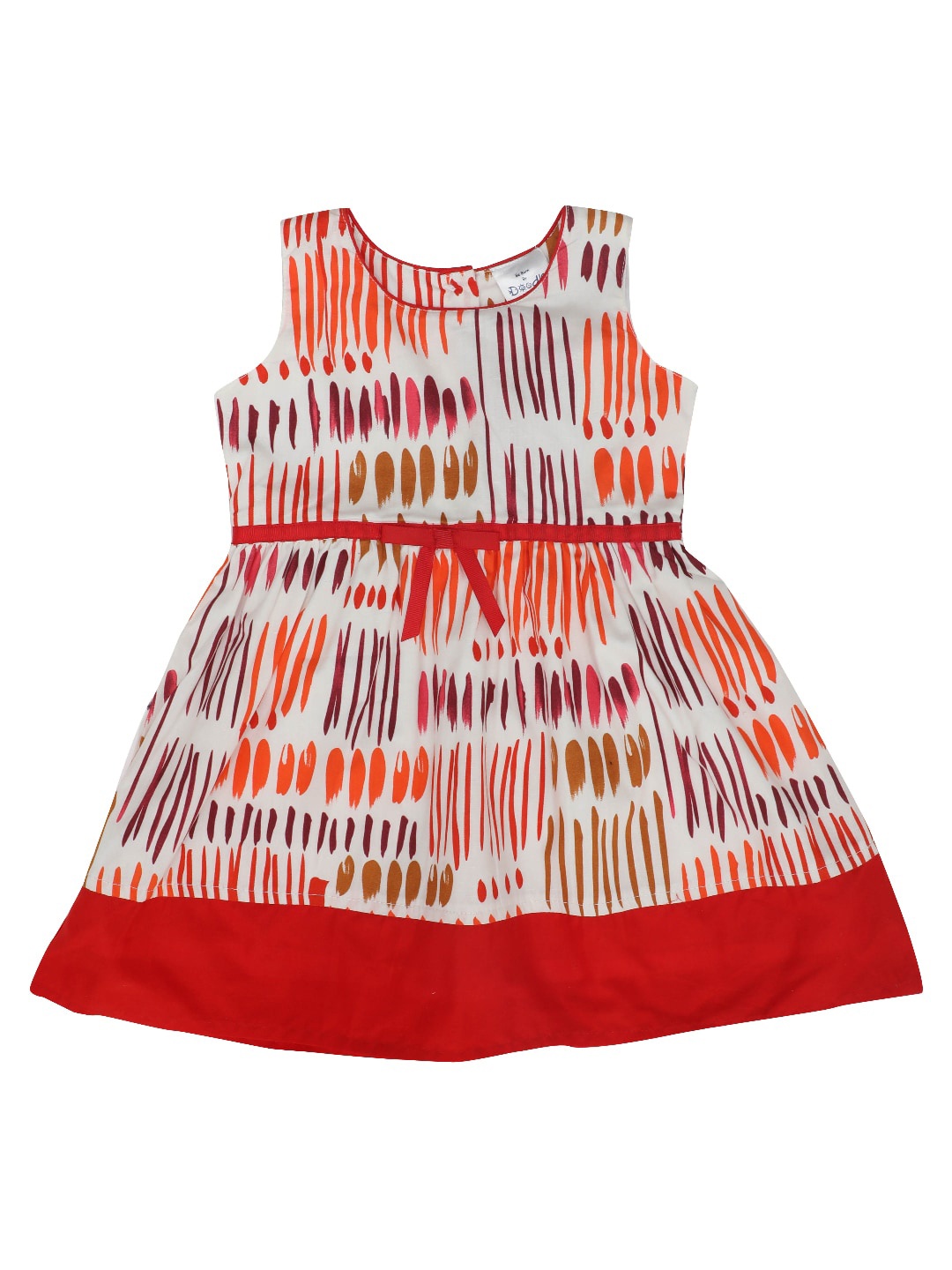 

Doodle Girls Sleeveless Abstract Printed Fit & Flare Dress, Off white