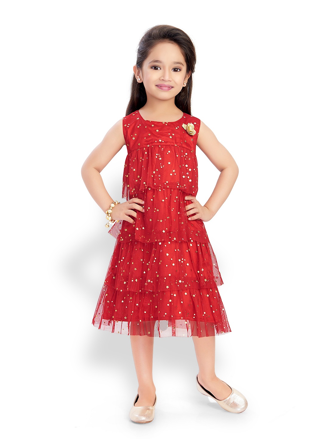 

Doodle Girls Cotton Embellished Net Dress, Maroon