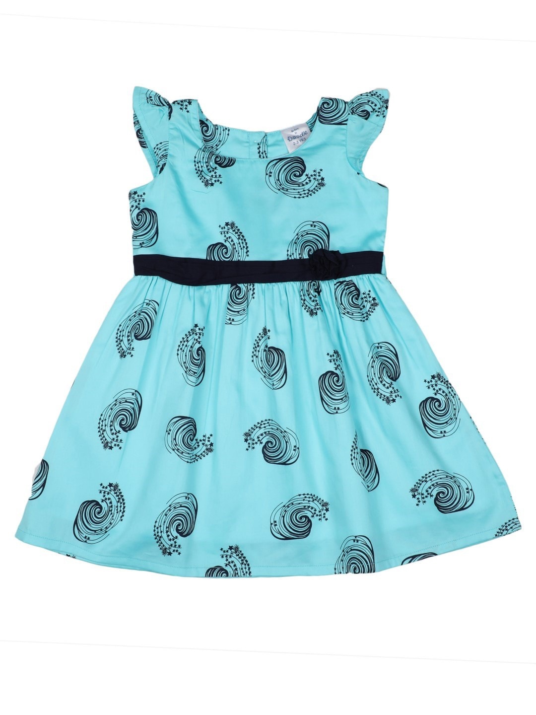 

Doodle Floral Printed A-Line Dress, Blue