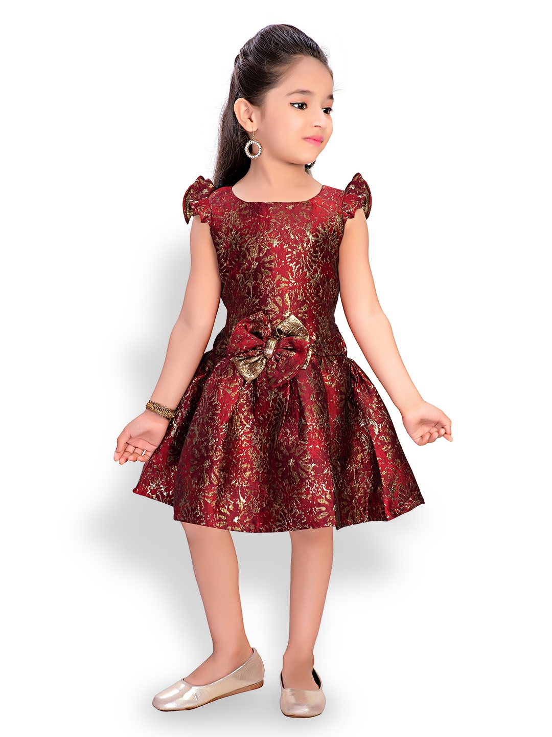 

Doodle Red Floral Jacquard Dress